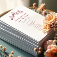 Elegant Vintage Romance Burgundy Wedding Program