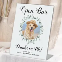 Pet Dog Wedding Open Bar Custom Photo Drinks Pedestal Sign