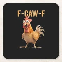 F Caw F Funny Chicken Humor Rooster Meme Classic Square Paper Coaster