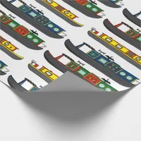 Barges and Narrowboats Boat Illustrations Wrapping Paper