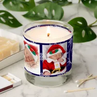 Four Photos Santa Baby Snowflakes Blue Christmas Scented Candle