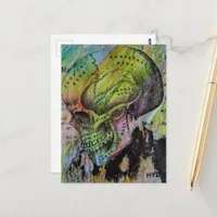 Vintage Skull Mixed Media Collage Postcard
