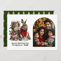 Woodland Hare Rustic Forest Cozy Christmas Photo Holiday Card
