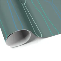 Teal Blue Knife Fork Spoon Cutlery Pattern Wrapping Paper