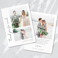 Romantic Script Multiple Photo Wedding Thank You Card