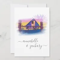 *~* Barn American Flag AR19 QR RSVP Wedding Invitation