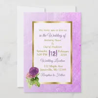 Purple Petunias and Gold Wedding Invitations