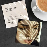 Classy Elegant Modern Luxury Gold Foil Photo Square Business Card