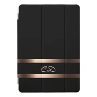 Elegant black rose gold monogram initials iPad pro cover