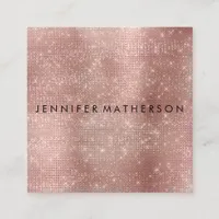 Rose Gold Sparkle Beauty Stylist Square Business Card