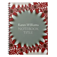 Red Silver Abstract Batik Notebook