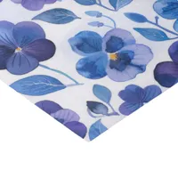 Watercolor Style Pansies Purple Blue Floral Print Tissue Paper