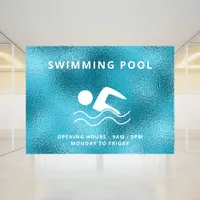 Swimming pool blue opening hours window cling