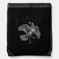 Crow, F-Caw-F Funny Bird Retro Graphic Drawstring Bag