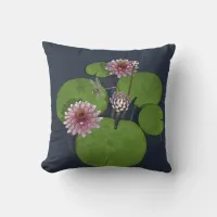 Pretty Pink Water Lily and Dragonfly Throw Pillow