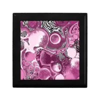 Pink, Magenta and Black Fluid Art Pour Painting Gift Box