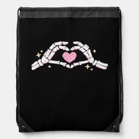 Skeleton Hands Heart Funny Drawstring Bag