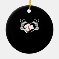 Skeleton Hand Heart Lazy - Halloween Costume Nurse Ceramic Ornament