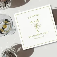 Dirty Martini Personalized Chic Bachelorette Party Napkins