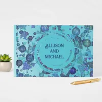 Modern geometric shapes in blue guest book