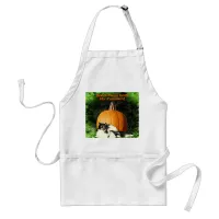 Dog Protecting Large Pumpkin Adult Apron