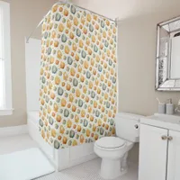 Kawaii Shells Yellow and Blue Shower Curtain