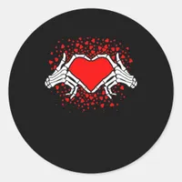 Funny Skeleton Hand Heart Valentines Day Playful Classic Round Sticker