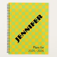 Retro Green and Yellow Checkerboard School  Planner