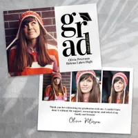 Class of 2024 GRAD Multi Photo Graduation Thank You Card