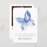 Butterfly Photo Memorial Funeral Thank You Card