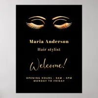 Black gold makeup artist opening hours welcome poster