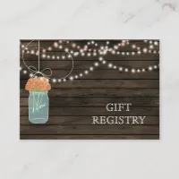 Barnwood Rustic coral mason jars gift registry Enclosure Card