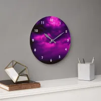 Cloudy Dark Purple Sky Large Clock