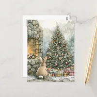 The Cute Brown Christmas Bunny Postcard