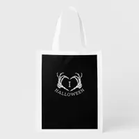 Halloween Skeleton Heart Fall Grocery Bag