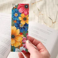 Fun Bright Pink Blue Yellow Flowers Two-sided Bookmarks