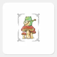 Mushroom Frog Goblincore Mycology Artistic Design Square Sticker