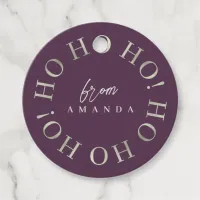 Purple Green Christmas Ho Ho Ho ID1009 Favor Tags