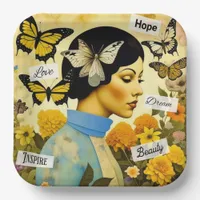 Vintage Lady, Butterflies, Flowers and Inspiring Paper Plates