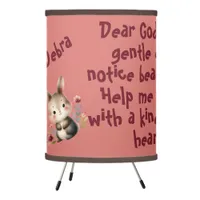 Rabbit Woodland Kids Christian Prayer on Pink | Tripod Lamp