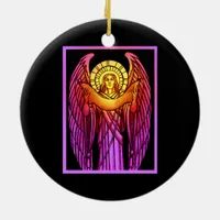 Stained Glass Angel Round Ornament