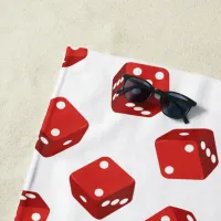 Casino Red Dice Pattern Beach Towel