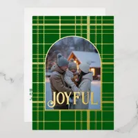 Green & Gold Gingham Christmas Holiday Photo