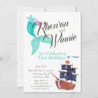 Mermaids and Pirates Kids Birthday Invitation