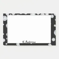 Black white frame glamorous monogram post-it notes