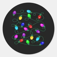 Christmas Lights -Let's Get Lit Lights- Merry & Br Classic Round Sticker