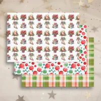 Watercolor Christmas  Patterns Wrapping Paper Sheets