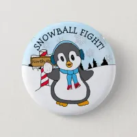 North Pole Christmas Penguin Holidays Button