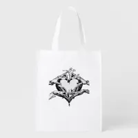 Protecting A Heart Skeleton Hand Heart Classic Grocery Bag