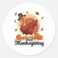 Happy Thanksgiving Typography Round Sticker